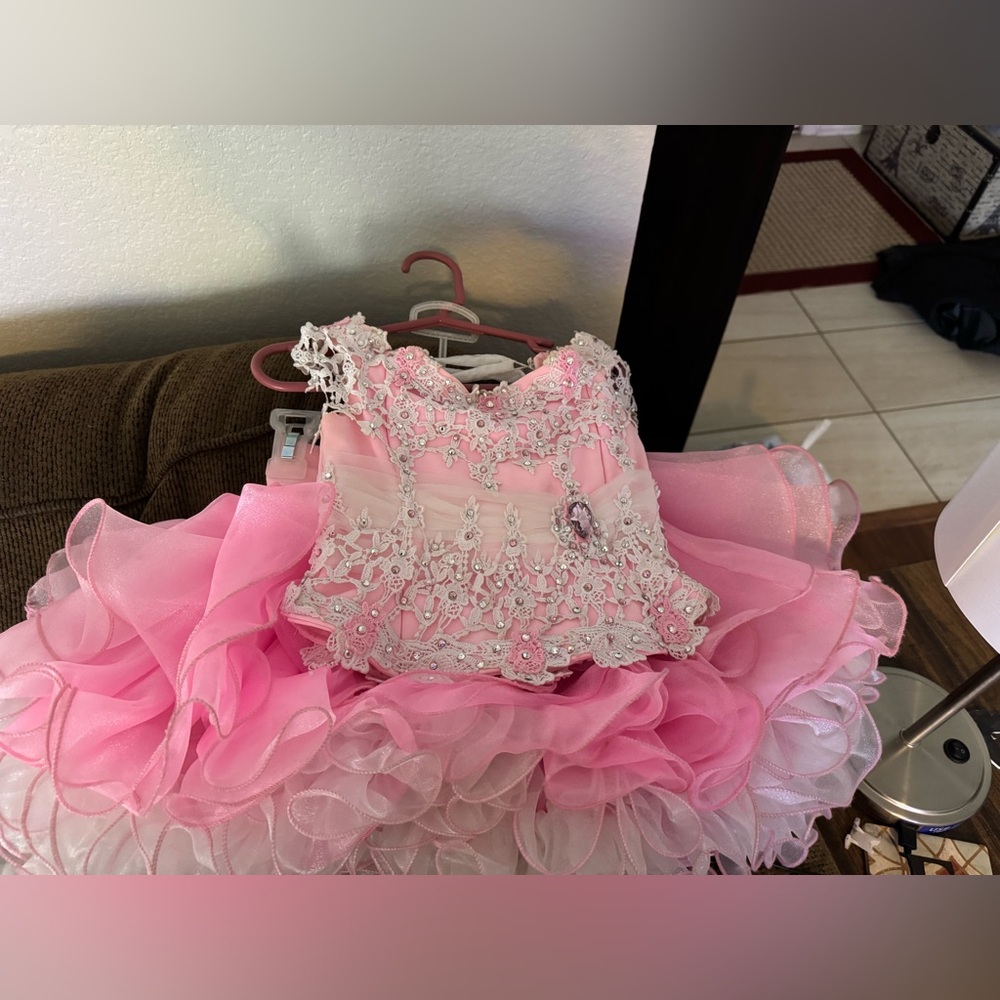Pink and White Ruffled Dress